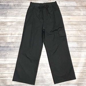 Zara Black Wide Leg Elastic Waistband Toe Pleated Cargo Pocket Pants Small NWT